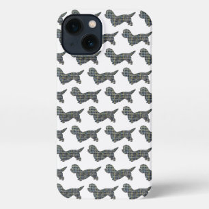 Dandie Dinmont Dog Cute Silhouette Grid White iPhone 13 Case
