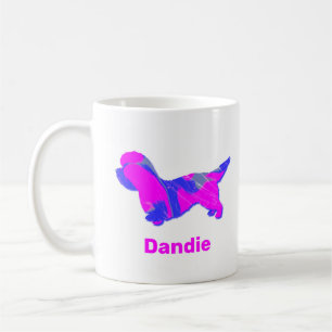 Dandie Dinmont Terrier Dog Pink & Blue Abstract Coffee Mug