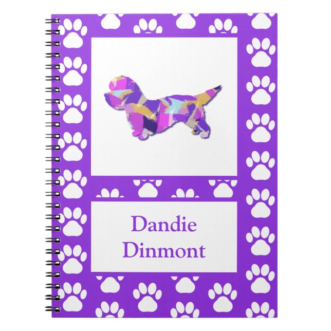 Dandie Dinmont Terrier Dog Silhouette PurplePY&B Notebook (Front)