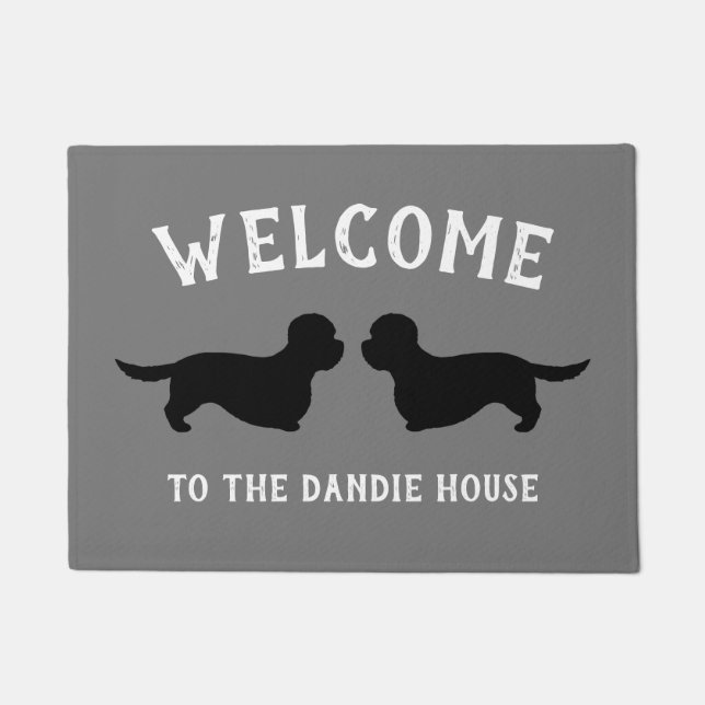 Dandie Dinmont Terrier Dog Silhouettes Custom Doormat (Front)