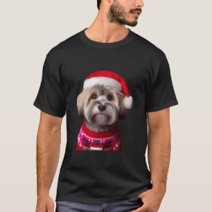 Dandie Dinmont Terrier Dog With Santa Hat Christma T-Shirt