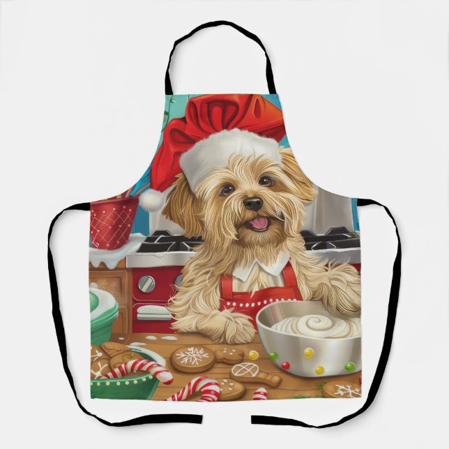 Dandie Dinmont Terrier Holiday Baking: Christmas Apron (Front)