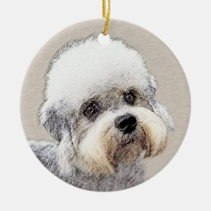Dandie Dinmont Terrier Painting Original Dog Art Ceramic Ornament