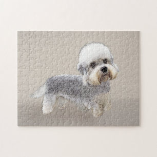 Dandie Dinmont Terrier Painting Original Dog Art Jigsaw Puzzle