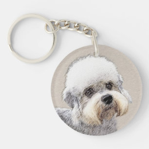 Dandie Dinmont Terrier Painting Original Dog Art Keychain