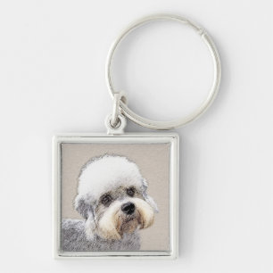 Dandie Dinmont Terrier Painting Original Dog Art Keychain