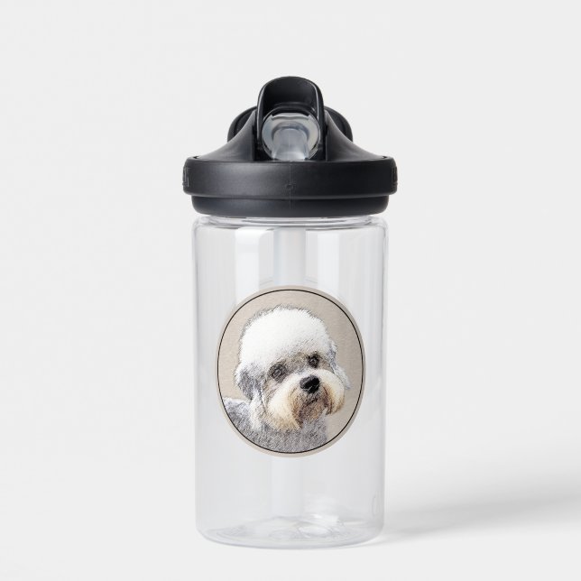 Dandie Dinmont Terrier Painting Original Dog Art Water Bottle (Front)