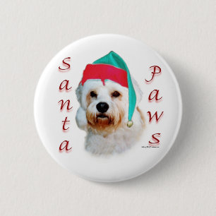 Dandie Dinmont Terrier Santa Paws 2 Inch Round Button
