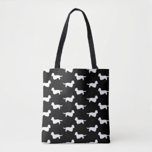 Dandie Dinmont Terrier Silhouettes Pattern Tote Bag