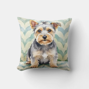 Dandie Dinmont Terrier Watercolor Scallop Layer Throw Pillow