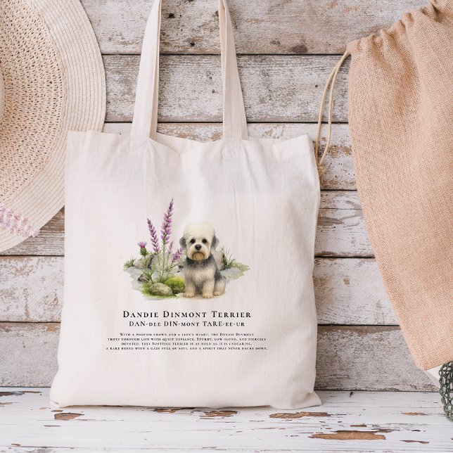 Dandie Dinmont | Watercolor Dog Breed Quote Tote Bag (Creator Uploaded)