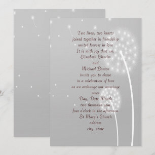 Dandilion Puffs, Grey, Stylish, Wedding Invitation