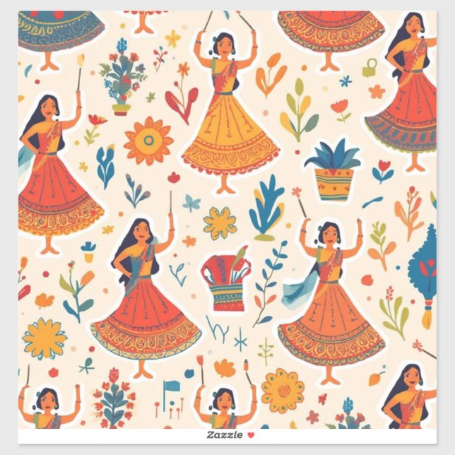 Dandiya Nights Seamless Pattern – Indian Festival  (Sheet)