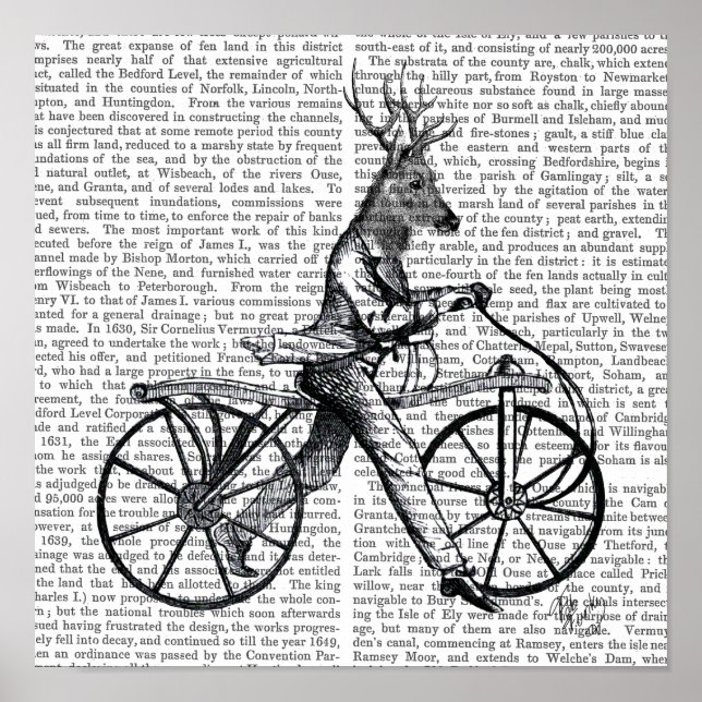 Dandy Deer on Vintage Bicycle Poster (Front)