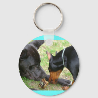 Dane and Doberman Friendship Key Chain