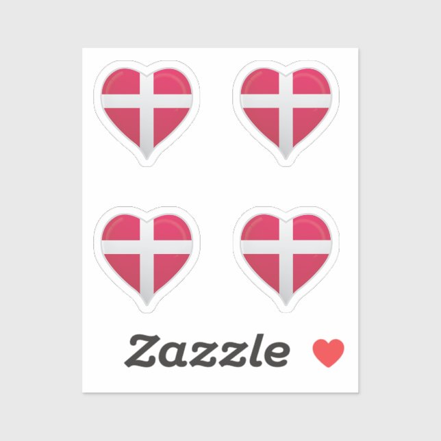 Danemark amour drapeau orgueil autocollant coeur (Feuille)