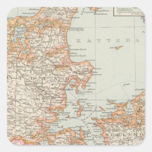 Danemark - Denmark Map Square Sticker (Front)