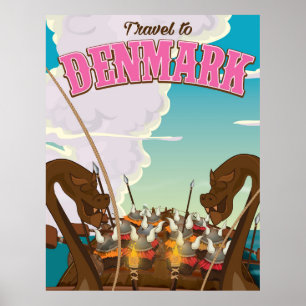 Danemark Vikings humoristique affiche de voyage