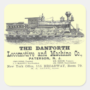 Danforth Locomotive and Machine Company 1852 Square Sticker