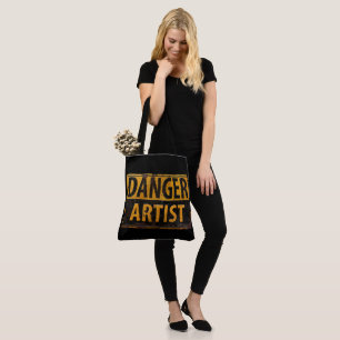 DANGER ARTIST Distressed Metal Rust Sign Tote Bag