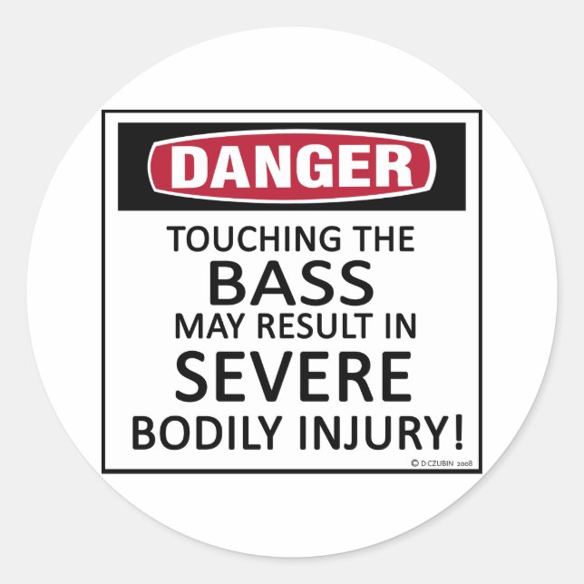 Danger Bass Classic Round Sticker (Front)