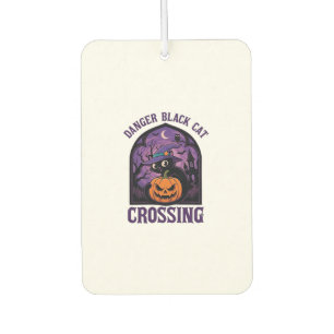 Danger Black Cat Crossing Halloween Pumpkin Witch Air Freshener