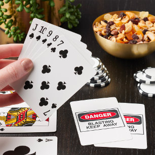 Danger Blasting Keep Away Warning Sign Playing Cards