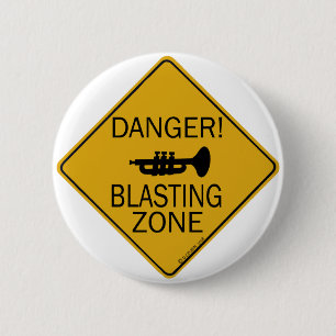 Danger Blasting Zone 2 Inch Round Button