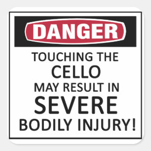 Danger Cello Square Sticker
