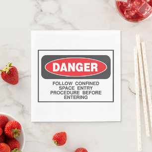 Danger Confined Space Entry Safety Warning Napkin