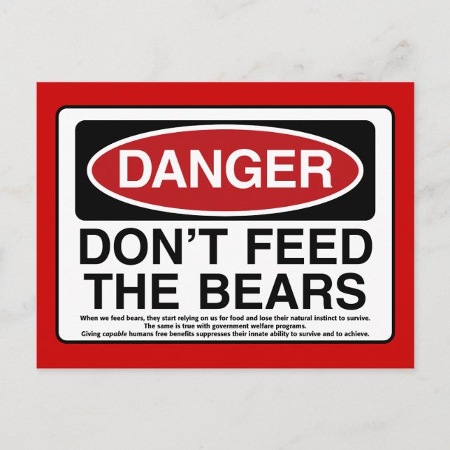 DANGER: Don't Feed the Bears Postcard (Front)