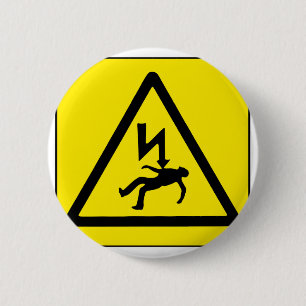 Danger Electricity 2 Inch Round Button