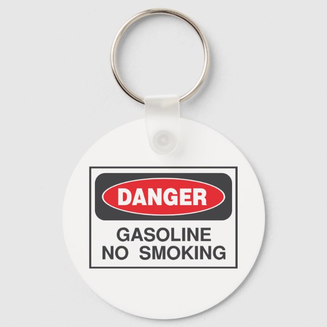 Danger Gasoline No Smoking Sign Keychain (Front)
