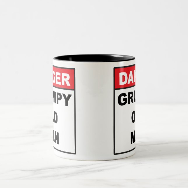 Danger: Grumpy Old Man Two-Tone Coffee Mug (Center)