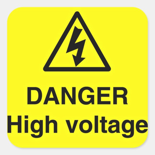 Danger High Voltage Sign Square Sticker (Front)