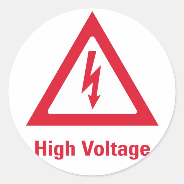 Danger High Voltage Symbol Classic Round Sticker (Front)