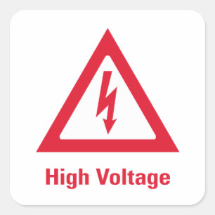 Danger High Voltage Symbol Square Sticker