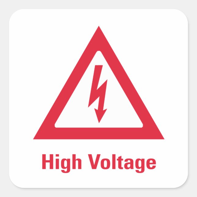 Danger High Voltage Symbol Square Sticker (Front)
