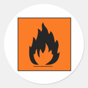 Danger Highly Flammable Warning Sign Chemical Burn Classic Round Sticker