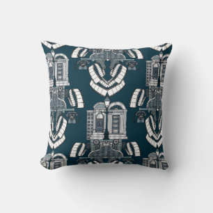 Danger in Damascus Street blue Throw Pillow