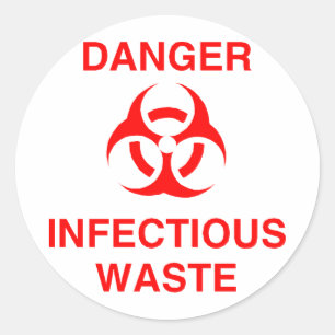 Danger Infectious Waste Classic Round Sticker