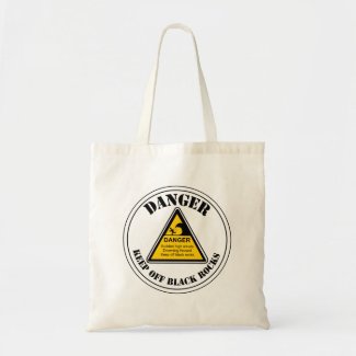 Danger Keep Off Black Rocks Shopping Tote Bag