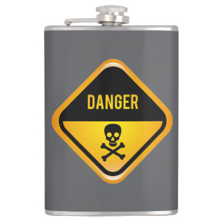 Danger Labelled Grey 8 oz Vinyl Wrapped Flask