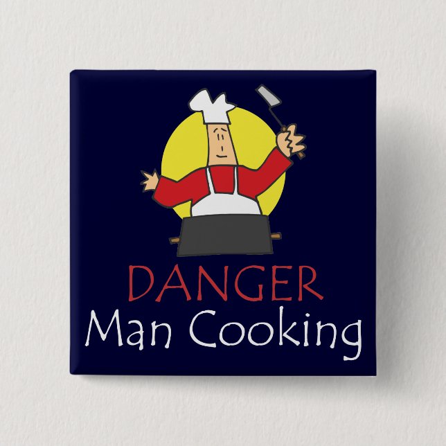 Danger Man Cooking 2 Inch Square Button (Front)