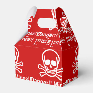 Danger!! Mines!! ☠ Cambodian Khmer Sign ☠ Favor Box