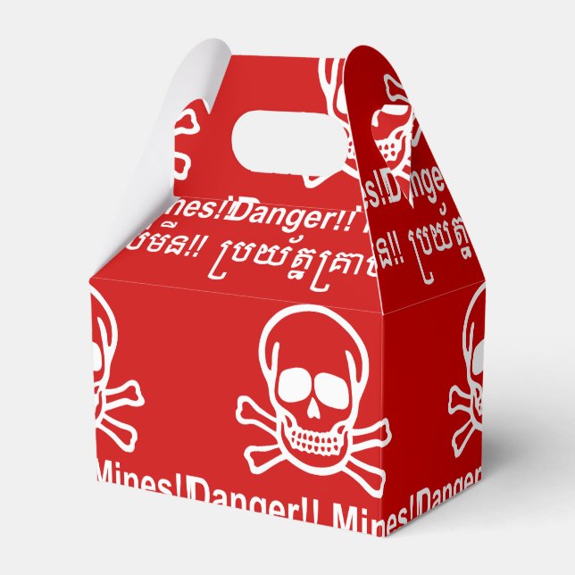 Danger!! Mines!! ☠ Cambodian Khmer Sign ☠ Favor Box (Front Side)