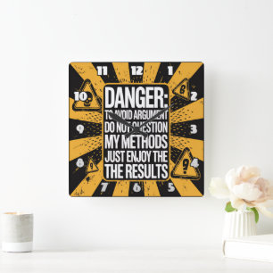 Danger: No Method Questions, Results Square Wall Clock