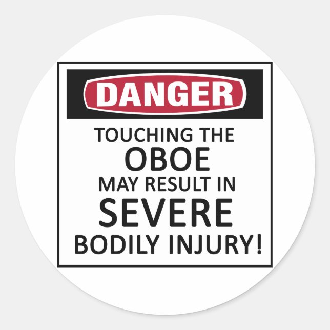 Danger Oboe Classic Round Sticker (Front)