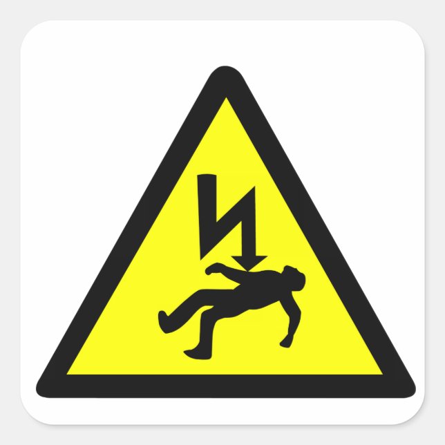 Danger of Electric Shock Symbol Square Sticker (Front)