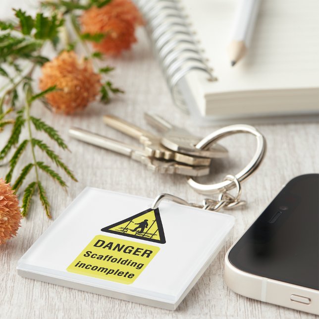 Danger Scaffolding Incomplete Site Warning Keychain (Creator Uploaded)